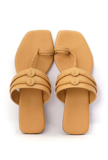 Golden Matt Cruelty Free Leather Inspired Kolhapuri